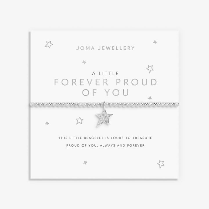 Joma Jewellery "A Little Forever Proud of You" bracelet with a delicate charm, displayed on a neutral background.