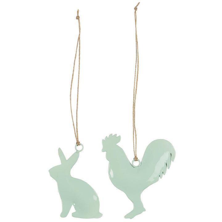 Pastel green hanging bunny and rooster decor from IB Laursen Summer collection, perfect for seasonal home accents.