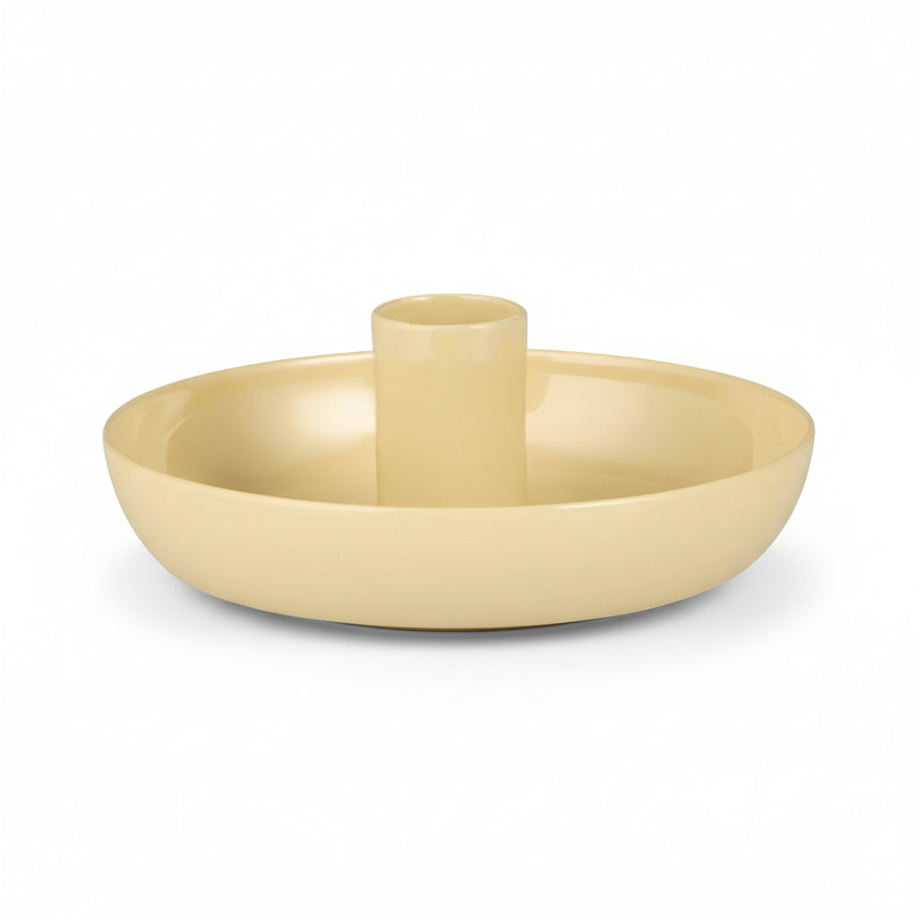 Yellow 1.3cm candle holder from IB Laursen Summer collection by Cornucopia Home and Gift, displayed on a surface.