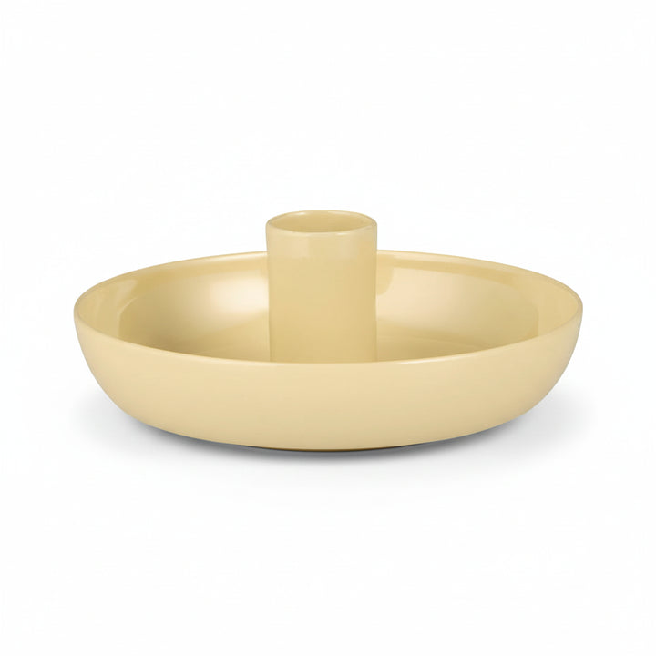 Yellow 1.3cm candle holder from IB Laursen Summer collection by Cornucopia Home and Gift, displayed on a surface.