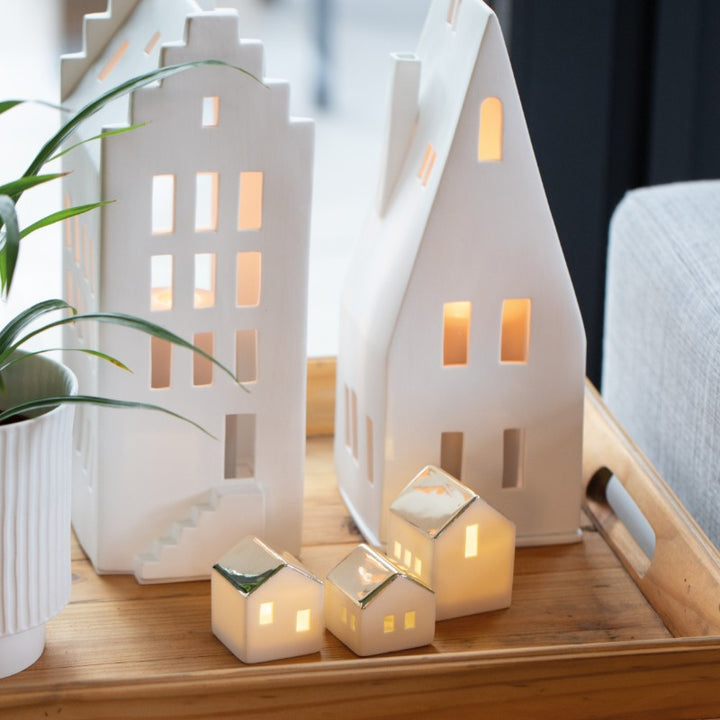 Large Radër gable roof tea light house by Cornucopia Home featuring a charming architectural design and detailed gable roof.