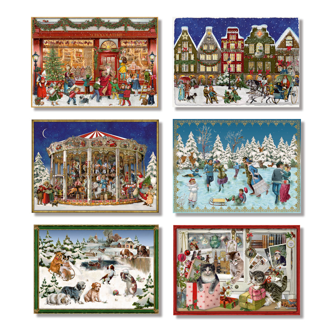 Victorian Miniature Advent Calendar Cards - Pack of 6