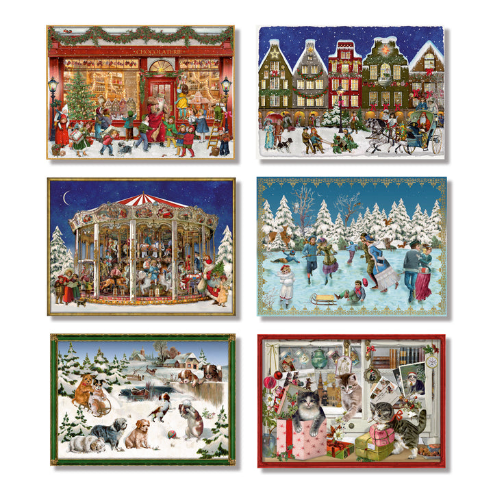 Victorian Miniature Advent Calendar Cards - Pack of 6
