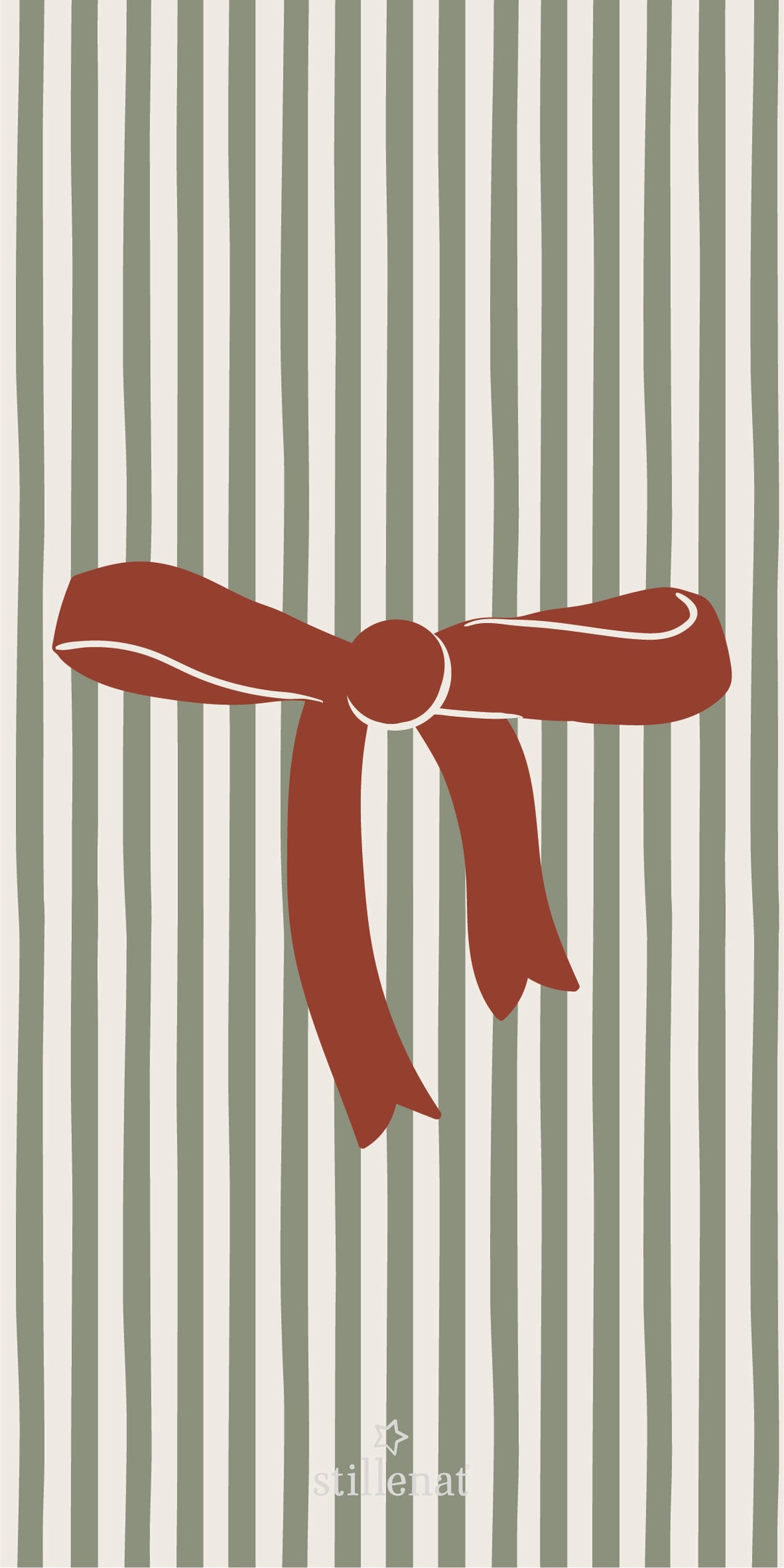 Christmas Napkins - Green Stripes and Red Bow, Pack of 16