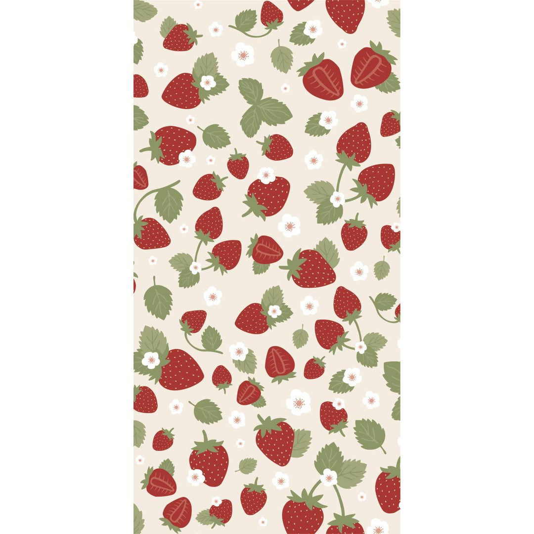 IB Laursen Summer strawberry paper napkins, pack of 16, featuring fresh strawberry print on white background for summer table decor.