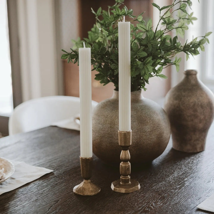 Gold Cast Iron Taper Candle Holder - Large