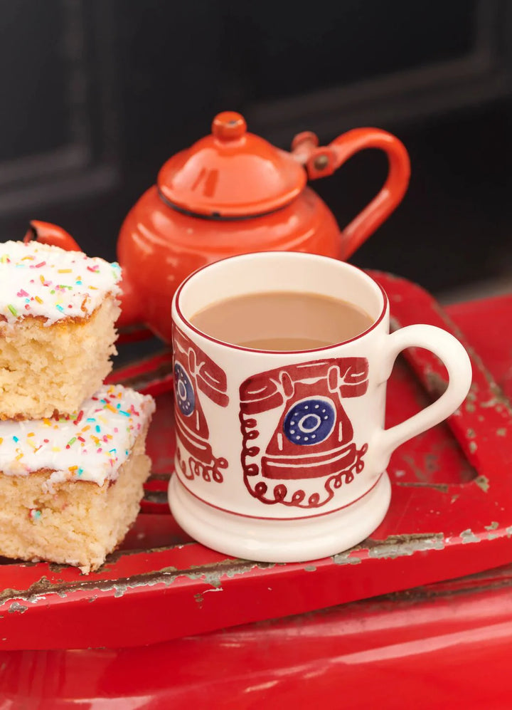 Emma Bridgewater London Icons Telephone ½ Pint Mug featuring iconic London phone booth design and classic ceramic craftsmanship.