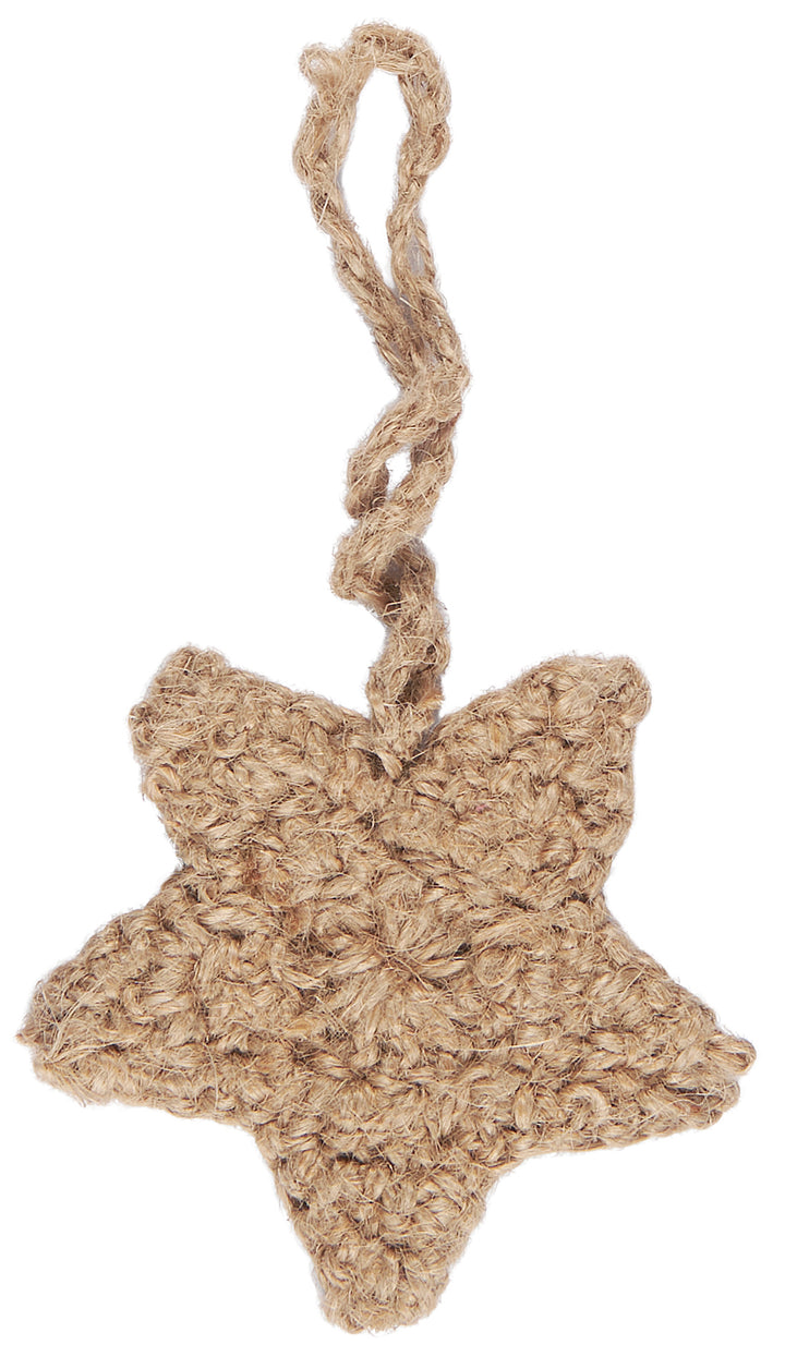 Crocheted jute hanging star ornament for Christmas by IB Laursen, featuring rustic, handcrafted design for holiday decor.