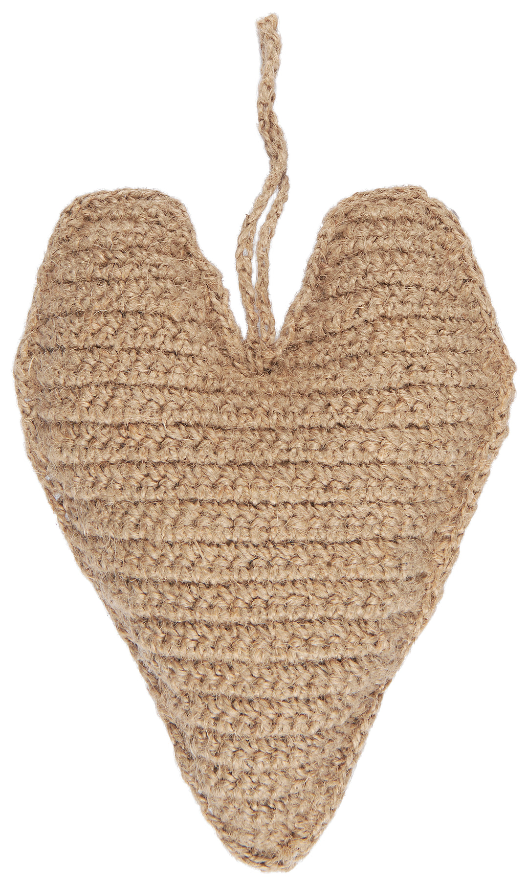 Large crocheted jute hanging heart for Christmas decor by IB Laursen, featuring rustic jute and intricate crochet details.