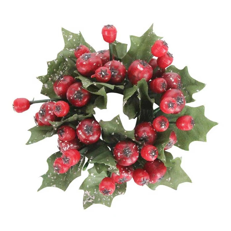 Snowy Cranberry Candle Ring - 6cm