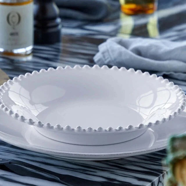 Pearl white soup and pasta plate by Cornucopia Worcester from My Gifts Trade, featuring a smooth, elegant ceramic design.