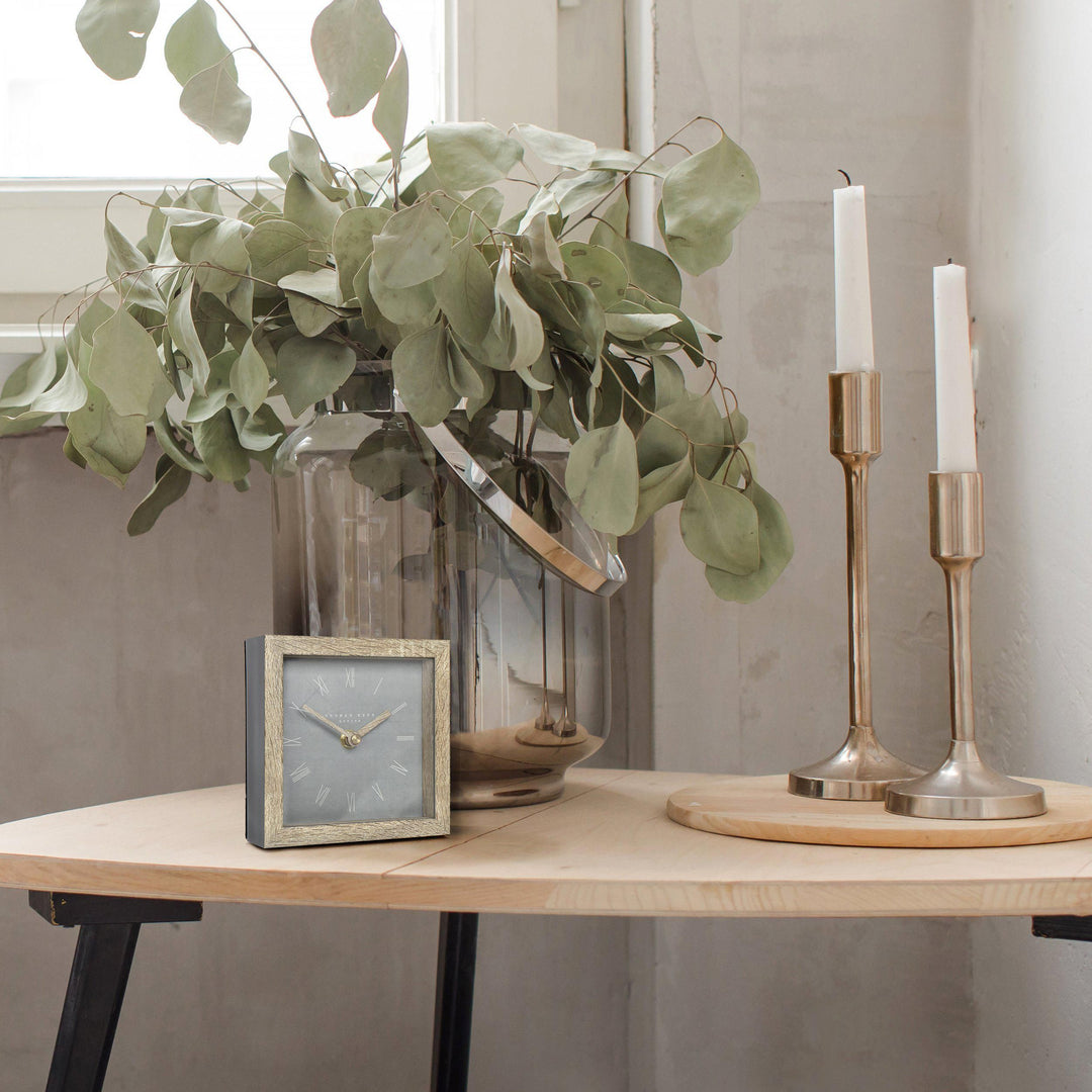 5-inch Nordic cement mantle clock by Cornucopia Home and Gift, featuring a modern, minimalist design for stylish home decor.