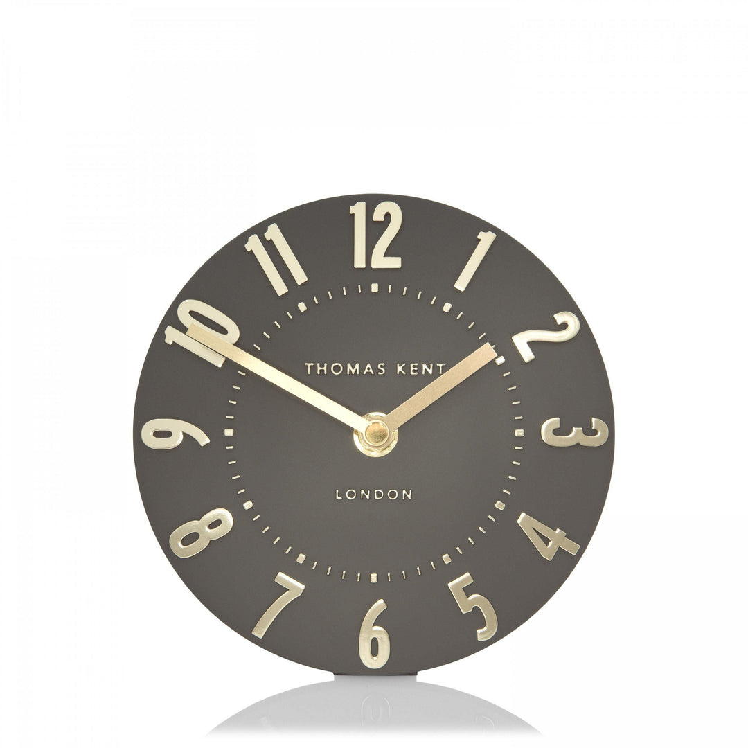 Mulberry mantel clock in espresso finish by Cornucopia Home and Gift, featuring a classic art marketing design.