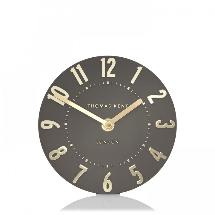 Mulberry mantel clock in espresso finish by Cornucopia Home and Gift, featuring a classic art marketing design.