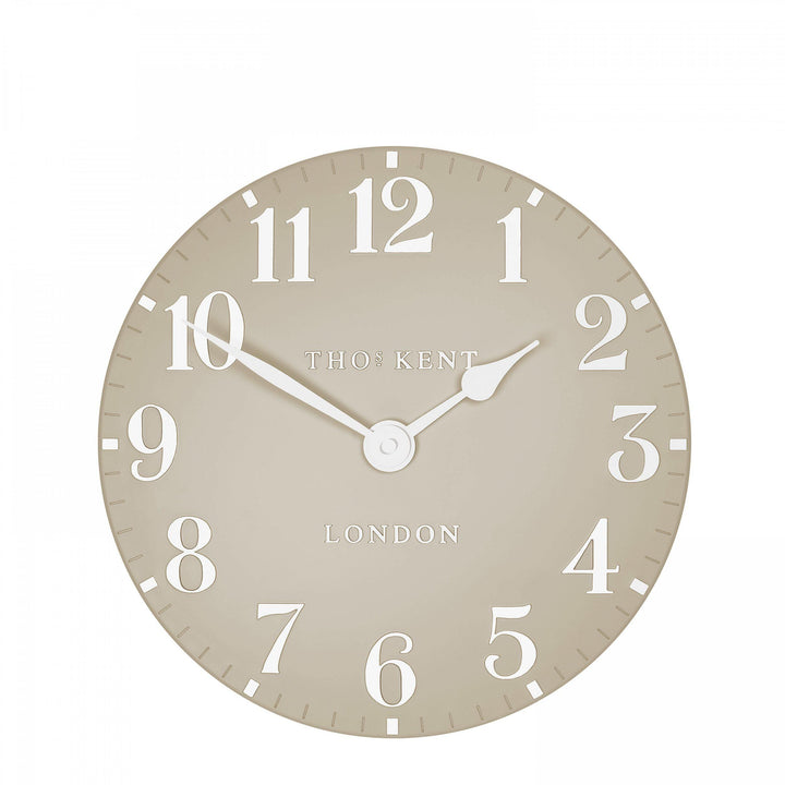 Arabic 12-foot wall clock in sand color by Cornucopia Home and Gift, featuring intricate Arabic design and large decorative face.