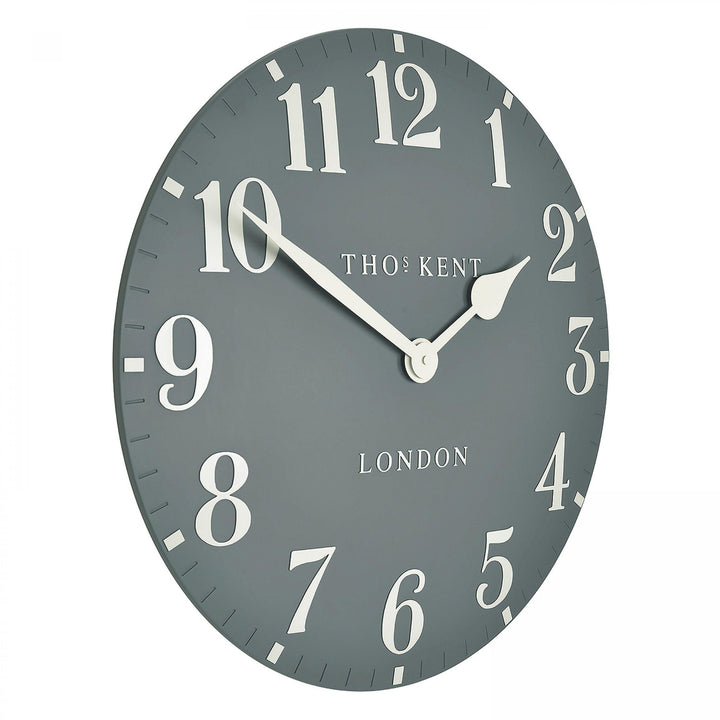 20-inch Arabic wall clock in flax blue by Cornucopia Home and Gift, featuring bold Arabic numerals and a stylish design.