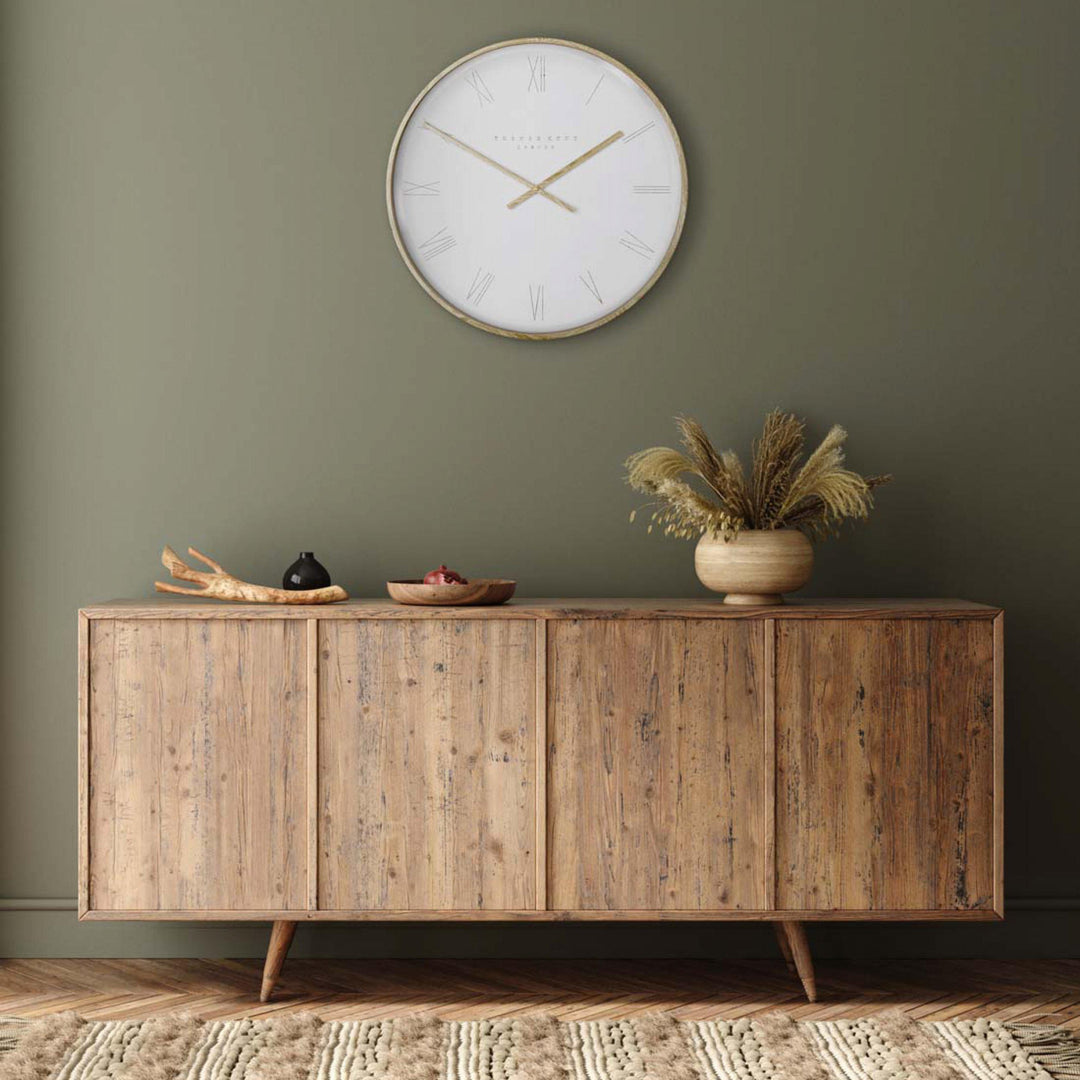 21-inch Nordic wall clock with a tofu-inspired design by Cornucopia Home and Gift, featuring a minimalist, modern art style.