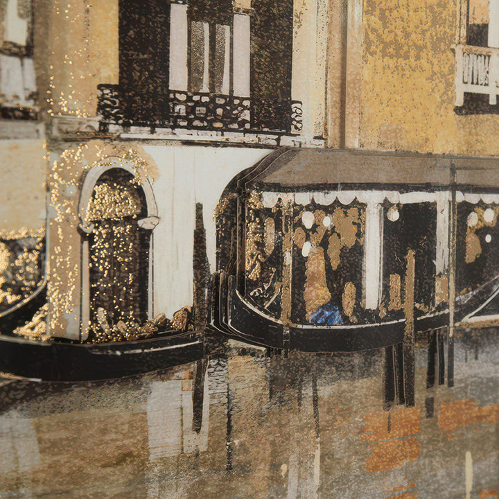 Venetian Nights artwork by Cornucopia Home and Gift, vibrant art marketing print showcasing colorful night scene with buildings and reflections.
