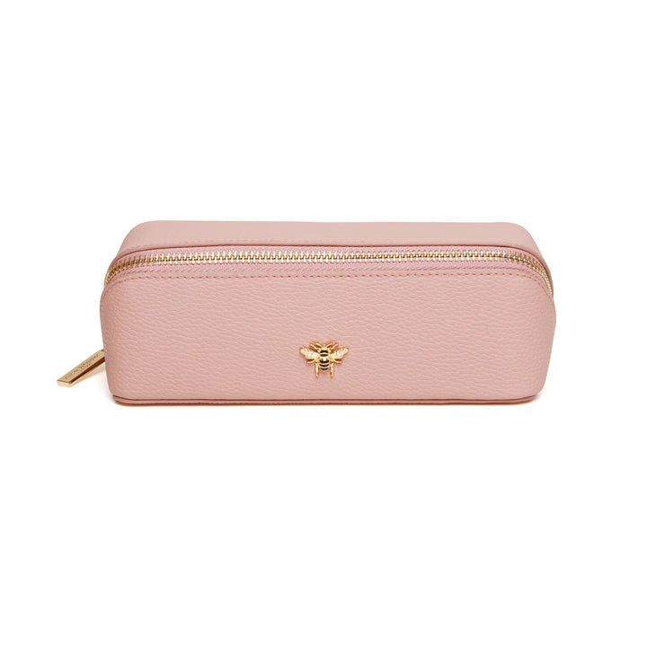 Pink small train case by Alice Wheeler featuring a compact, stylish design perfect for travel or storage.