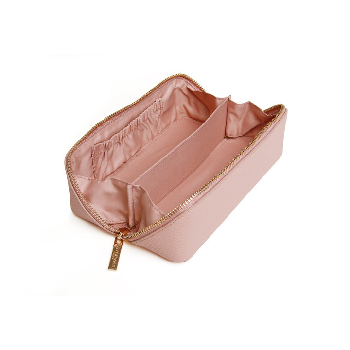 Pink Alice Wheeler small train case with handle and zipper closure, featuring a compact, stylish storage solution for travel or organization.