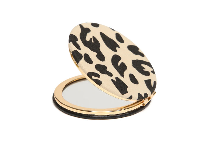 Leopard Print Round Compact Mirror