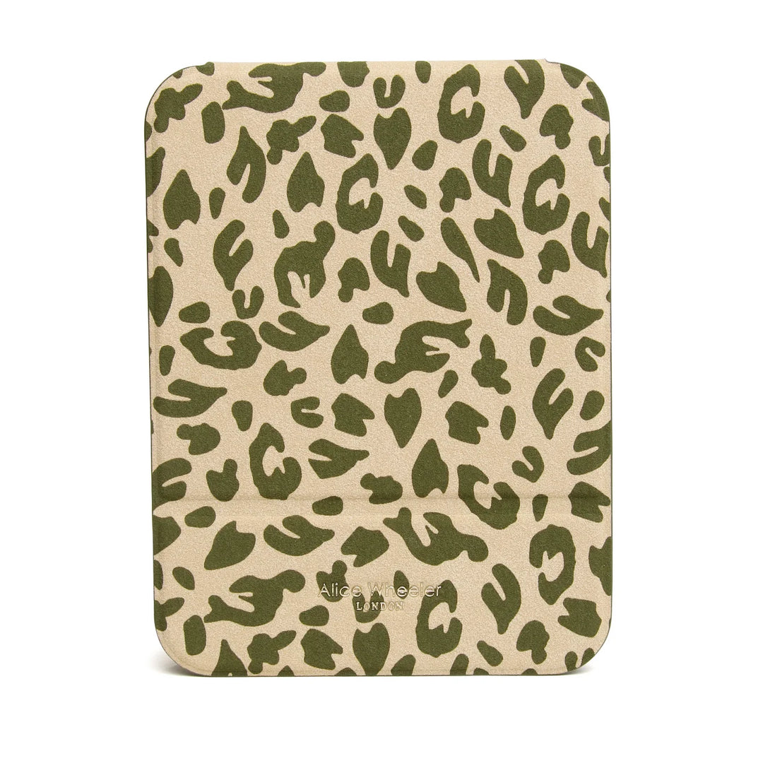 Olive Leopard Folding Travel Mirror
