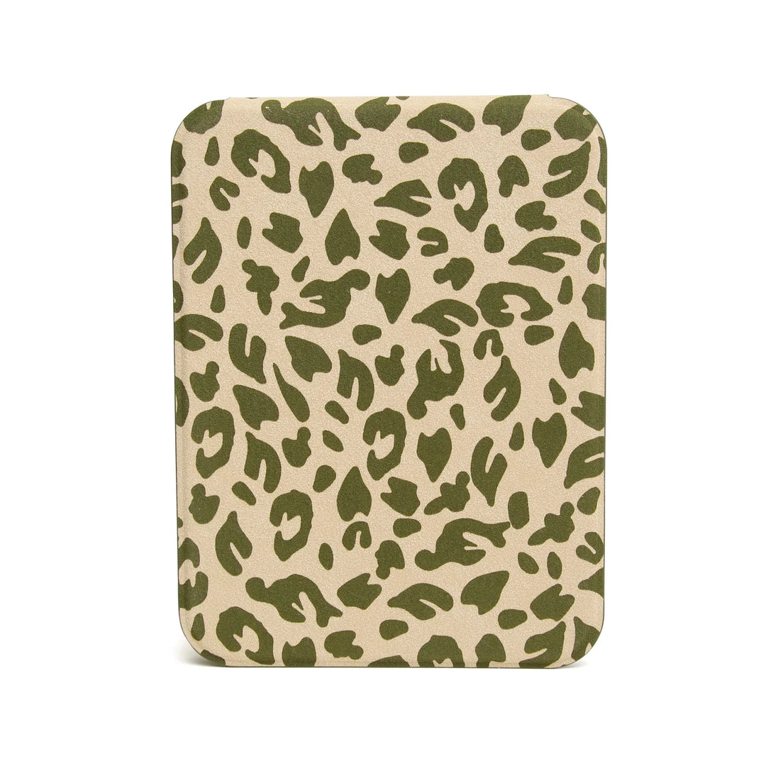 Olive Leopard Folding Travel Mirror