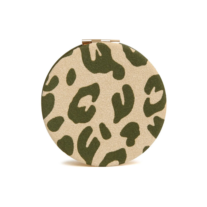 Olive Leopard Round Compact Mirror