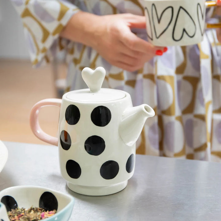 Caroline Gardner Spot/Heart Tea For One Boxed Teapot &amp; Cup Set