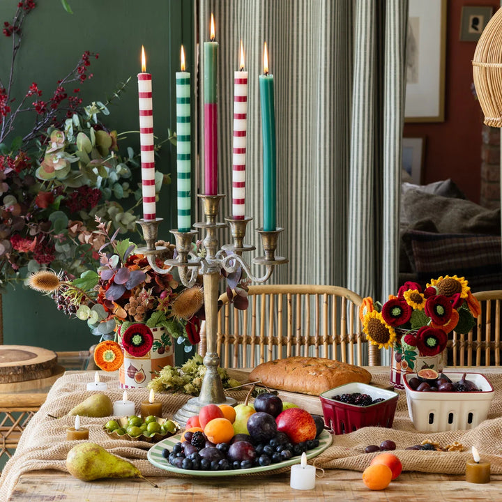 Dinner Candle - Burgundy Stripe