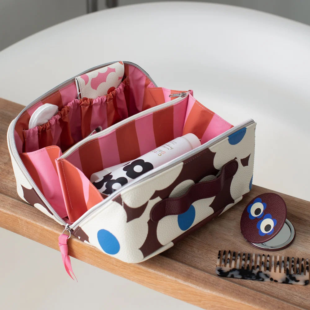 Large Wine Flower Diagonal Wash bag