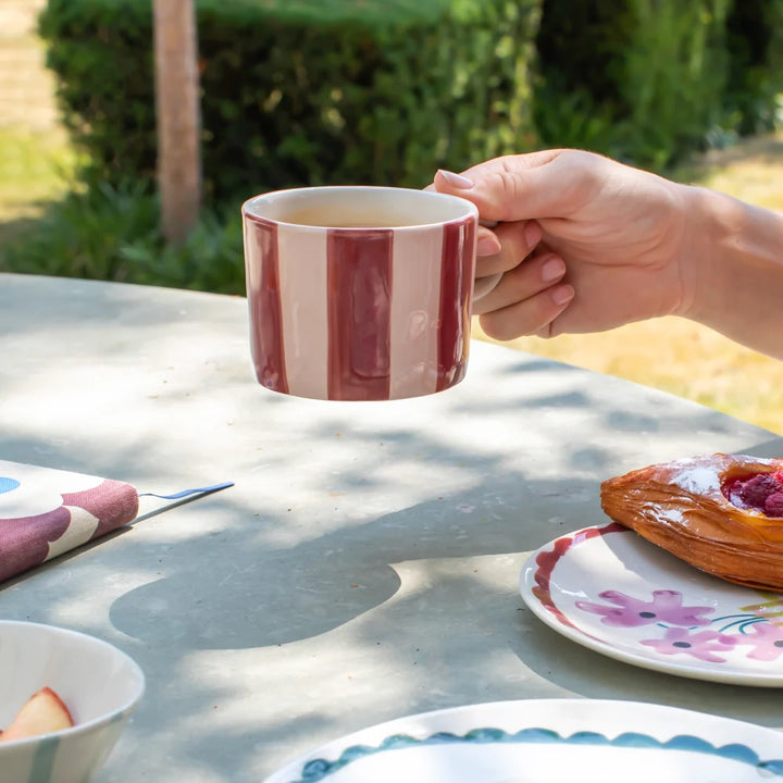 Pink Stripe Mug - Wine/Lilac