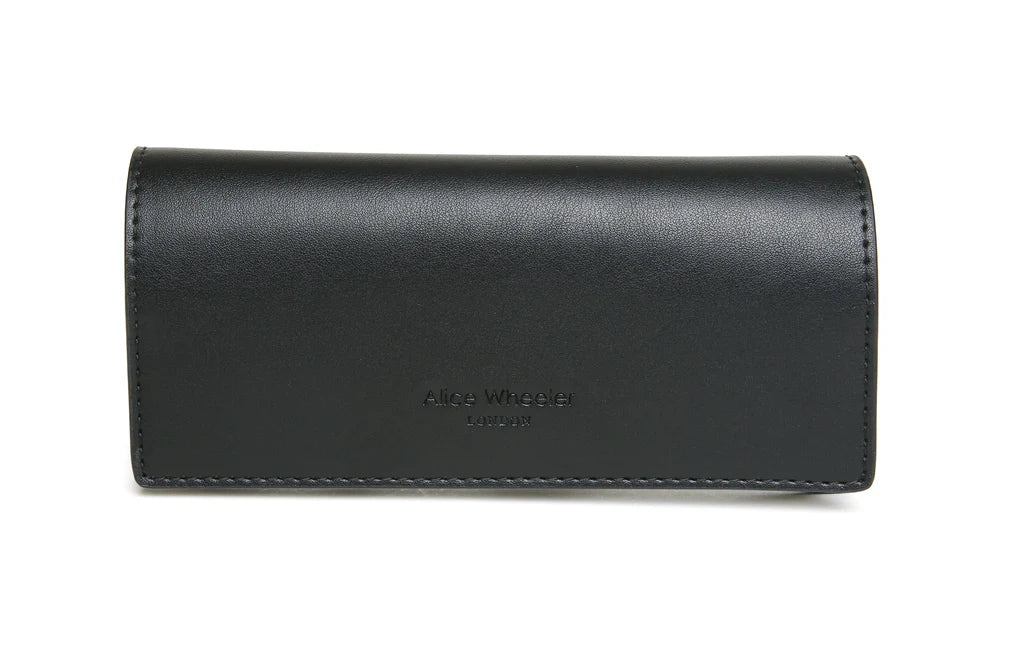 Black Alice Wheeler glasses case with sleek design, perfect for storing and protecting eyeglasses from Alice Wheeler.