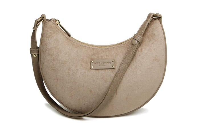 Mink Kensington Suedette Shoulder and Crossbody Bag
