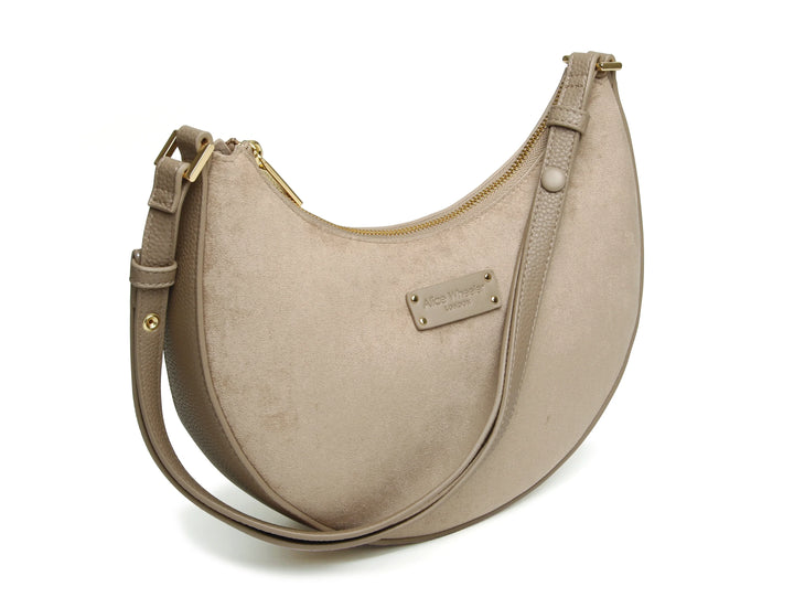Mink Kensington Suedette Shoulder and Crossbody Bag