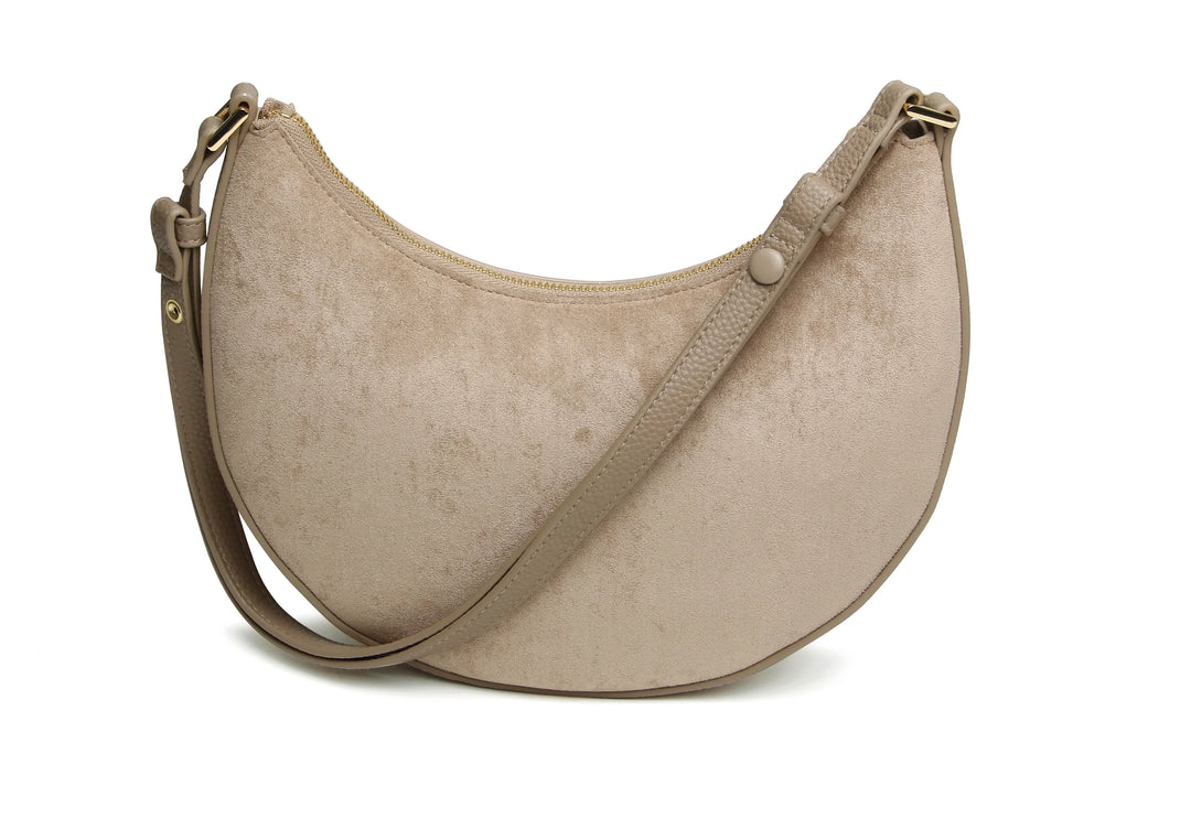 Mink Kensington Suedette Shoulder and Crossbody Bag
