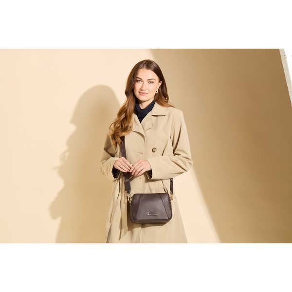 Kensington Double Zip Crossbody Bag - Chocolate Brown