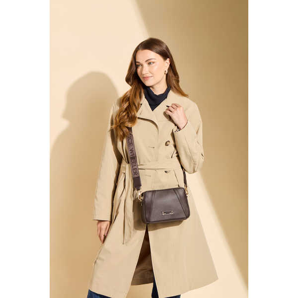 Kensington Double Zip Crossbody Bag - Chocolate Brown