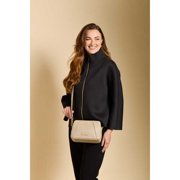Kensington Double Zip Crossbody Bag - Stone