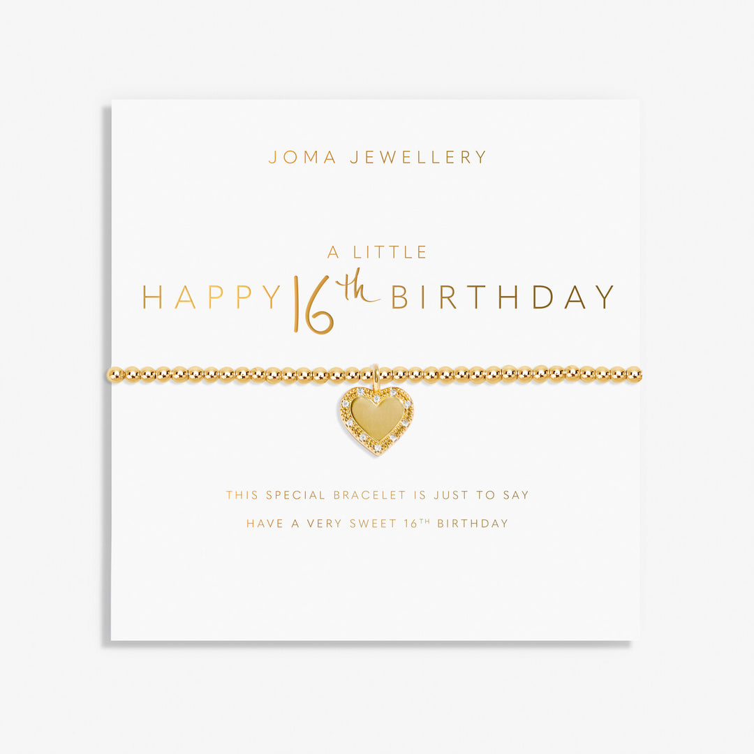 Joma Jewellery A Little Happy 16th Birthday bracelet featuring a silver charm and delicate chain for special celebrations.
