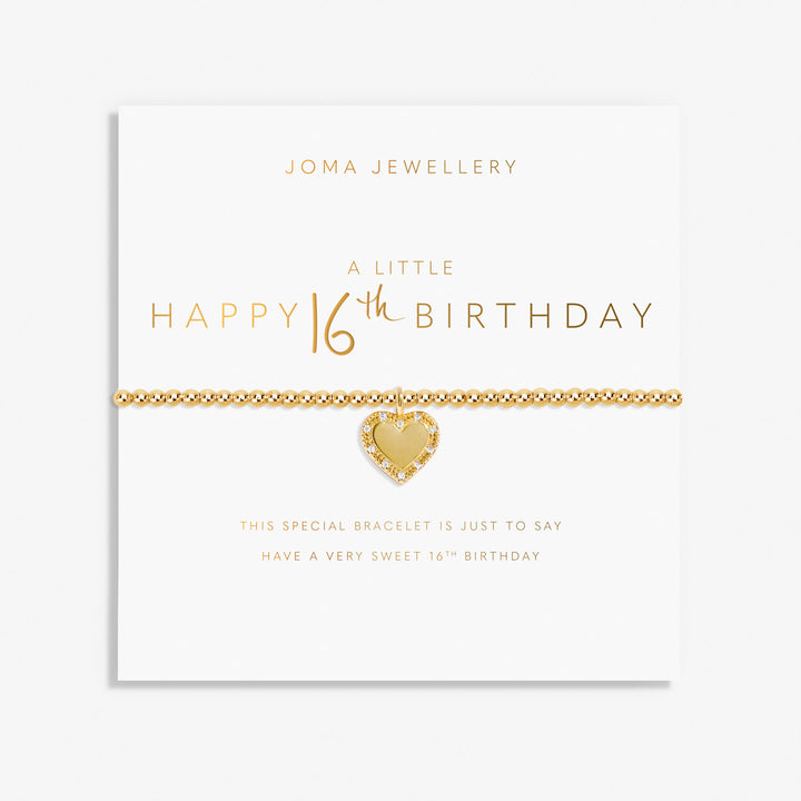 Joma Jewellery A Little Happy 16th Birthday bracelet featuring a silver charm and delicate chain for special celebrations.