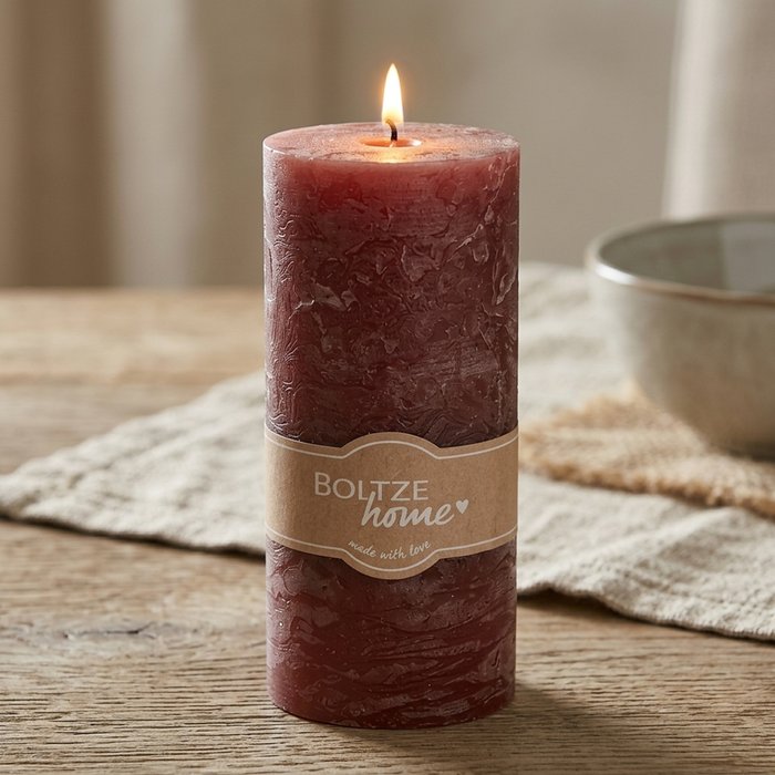 Dark Rose Pillar Candle - 15cm x 7cm