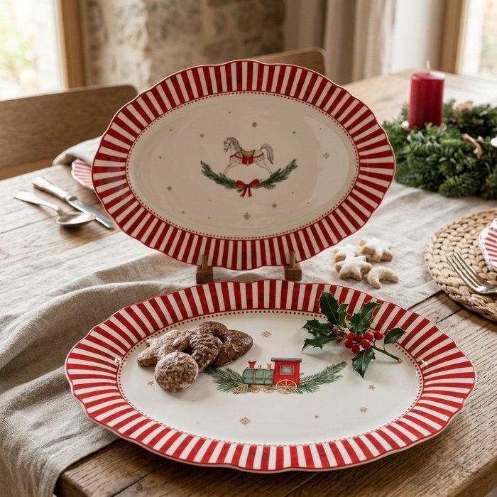 Cavallo Christmas Oval Serving Platter - 31 cm