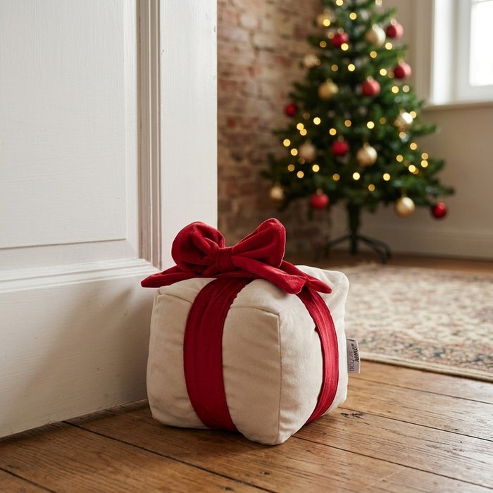 Red and White Christmas Present Doorstop