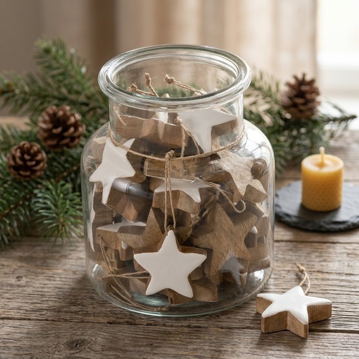 White Star Christmas Hanging Decoration - 5 cm