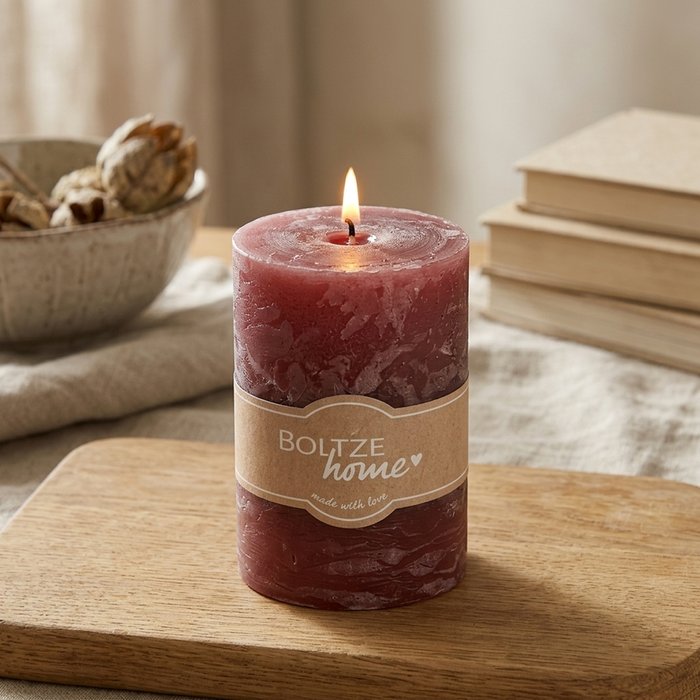 Dark Rose Pillar Candle - 10cm x 7cm