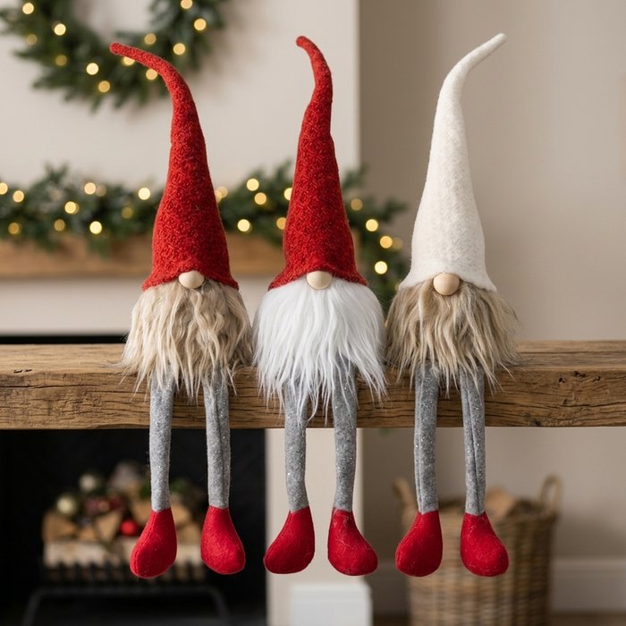 Santa Gnome Christmas Shelf Sitter - 42 cm