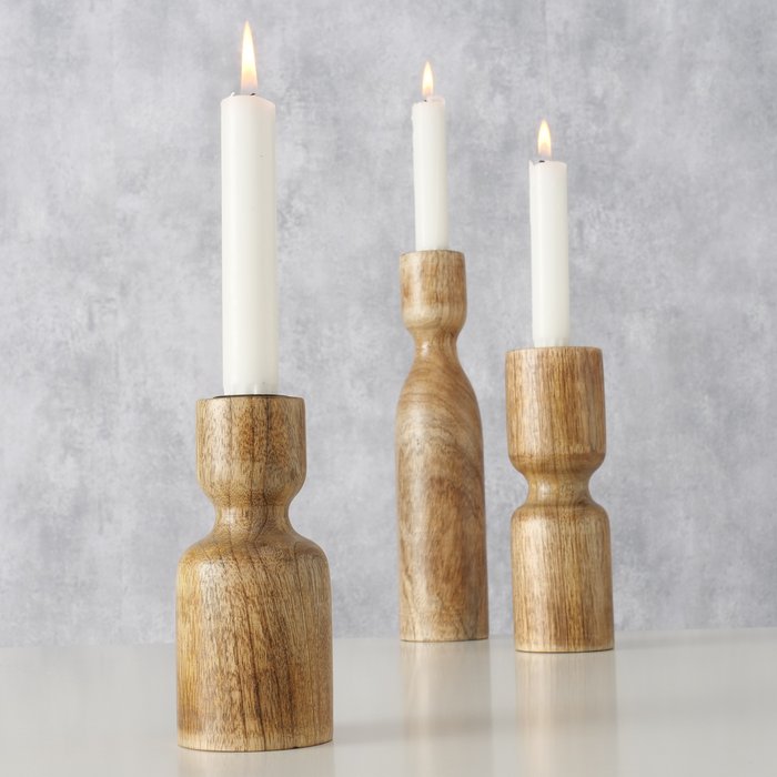 Szura Mango Wood Candle Holder from Boltze Christmas by Cornucopia Home and Gift, featuring a rustic design for festive decor.