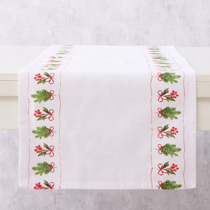 Boltze Christmas Table Runner Noelle by Cornucopia Home and Gift, featuring festive holiday design on a table setting.