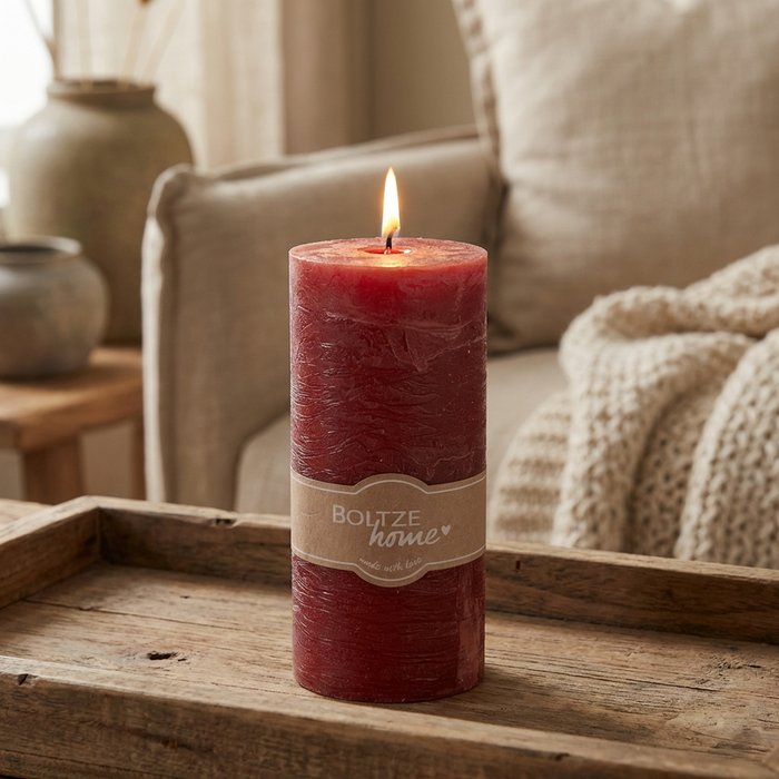 Dark Red Pillar Candle - 15cm x 7cm